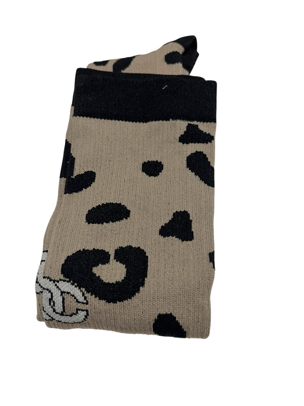 NWT Leopard-Print Knee High Socks in Taupe and Black Size L/XL - Picture 7 of 8